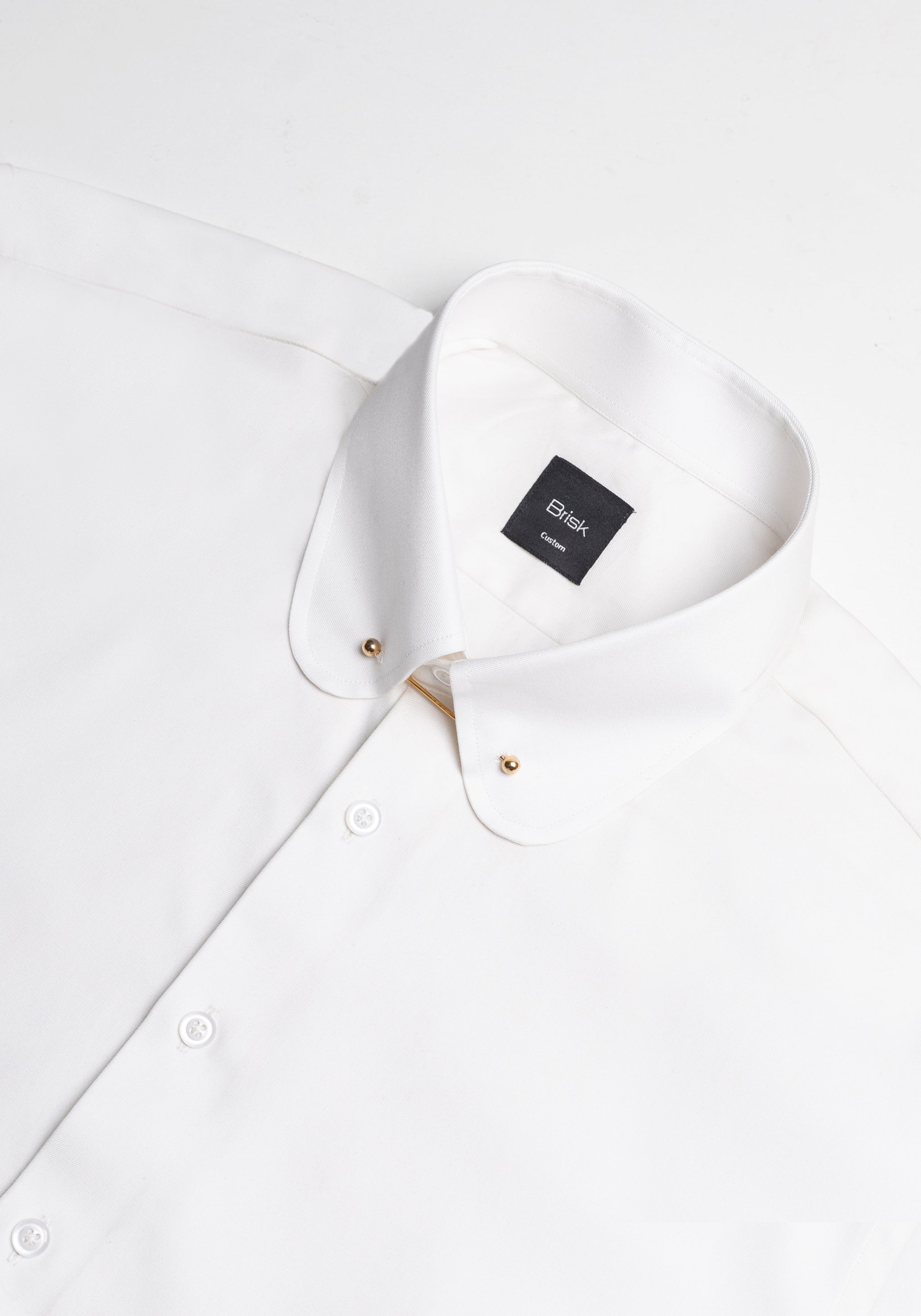 White Classic Golden Pin Collar Shirt 21 / Modern