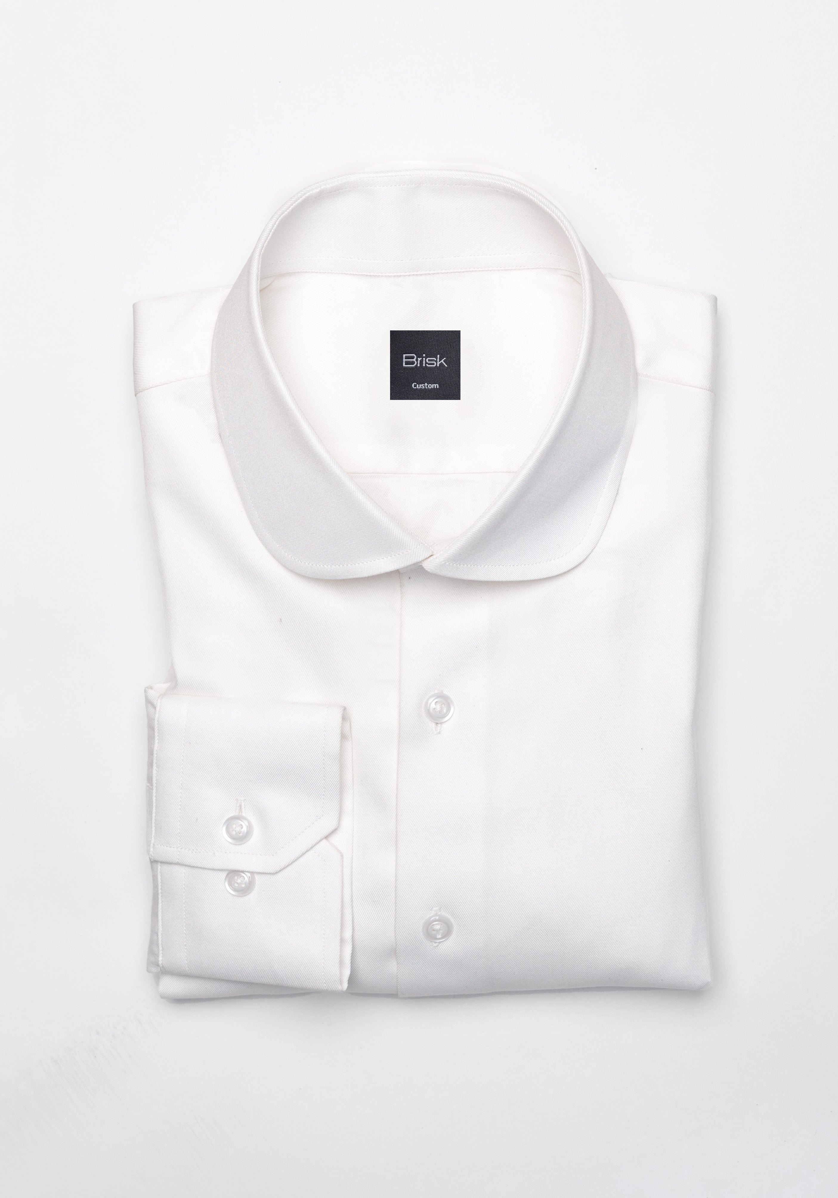 club collar dress shirt Pearl White Twill Pima Cotton Shirt