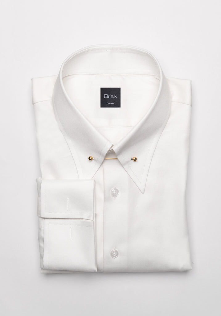 mens collared dress shirts Pearl White Twill Pima Cotton Shirt