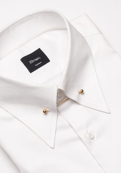 pin collar dress shirt White Classic Golden Pin Collar Shirt 18 / Modern