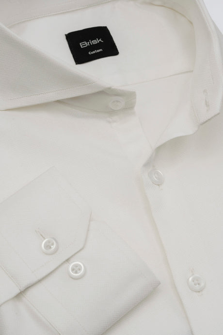 Pearl White Dobby Comfort Stretch Shirt