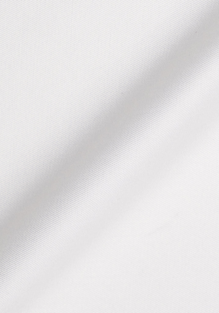 Pearl White Twill Pima Cotton Shirt - High Classic Golden Pin Collar