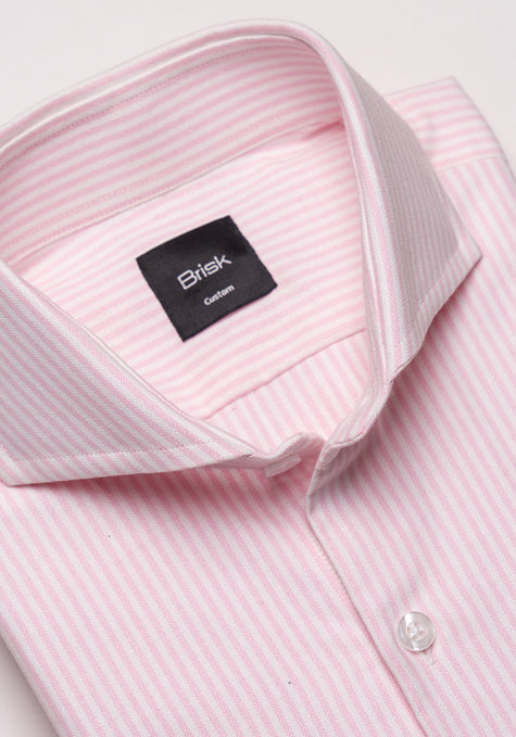 Pink Oxford Stripes Shirt - Cutaway Extreme Collar