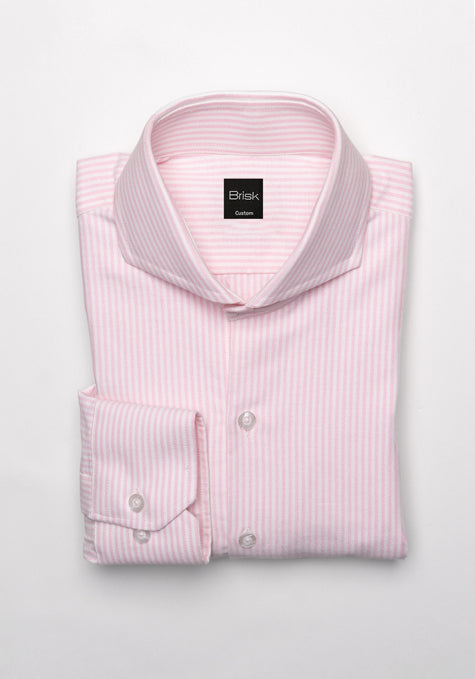 Pink Oxford Stripes Shirt - Cutaway Extreme Collar