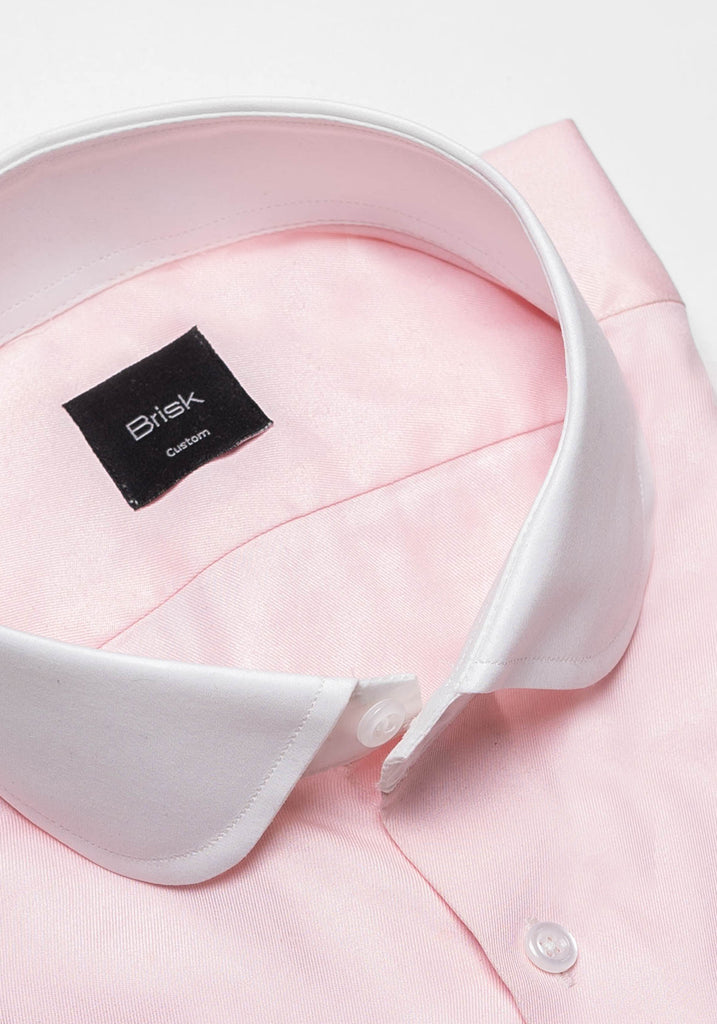 Pink Twill Pima Cotton Shirt - White Club Collar