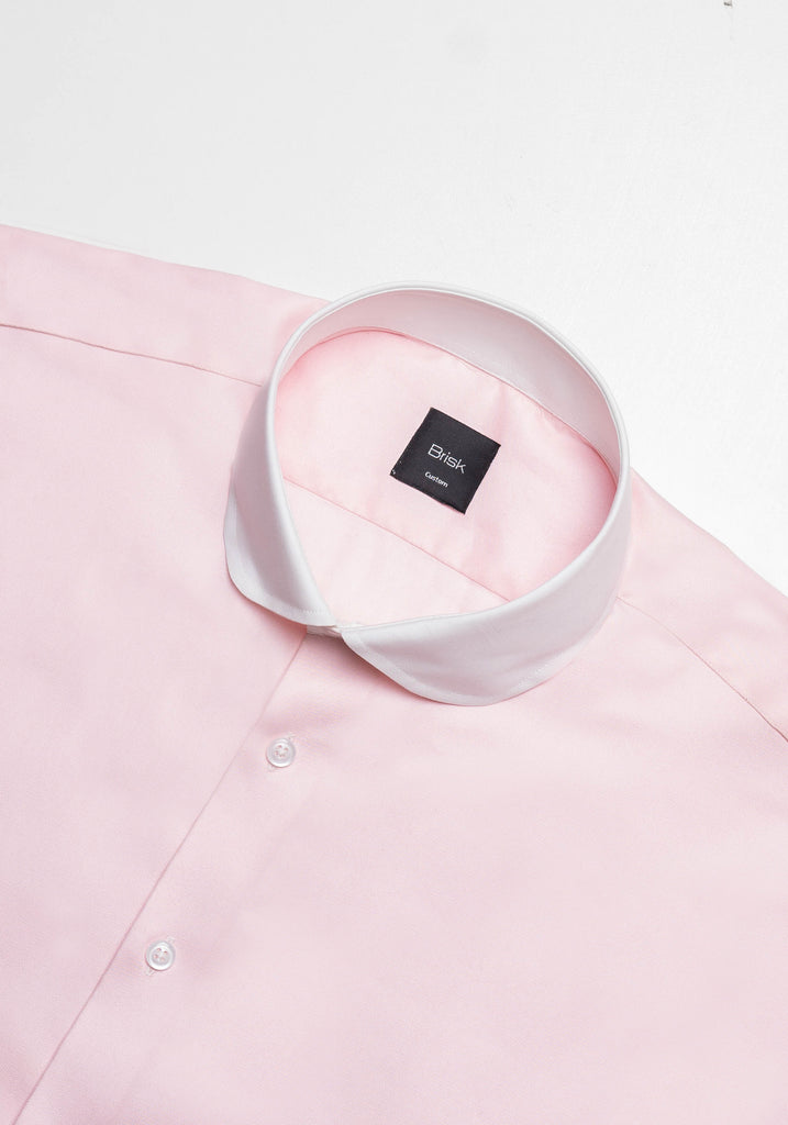 Pink Twill Pima Cotton Shirt - White Club Collar