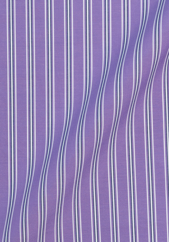 Purple Blue Wide Stripes Shirt - White Cutaway Extreme Collar
