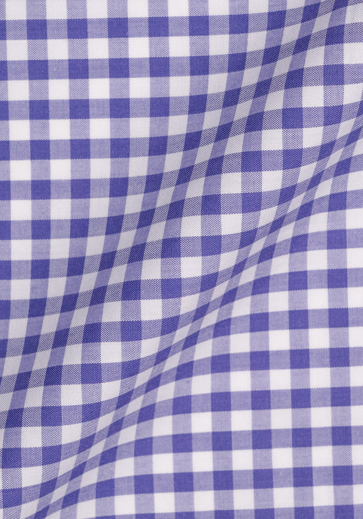 Purple Gingham Crisp Pima Cotton Shirt --- White Cassic Golden Pin Collar & French Cuffs