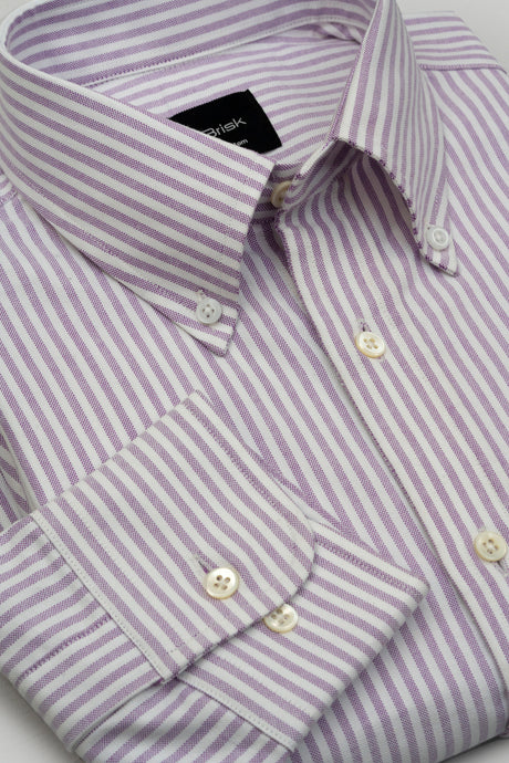 Purple Striped Oxford Two-Ply Shirt-3