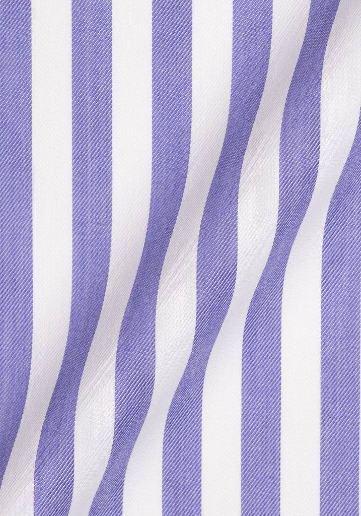 Purple Twill Bold Stripes Pima Cotton Shirt - White High Cutaway Classic Collar