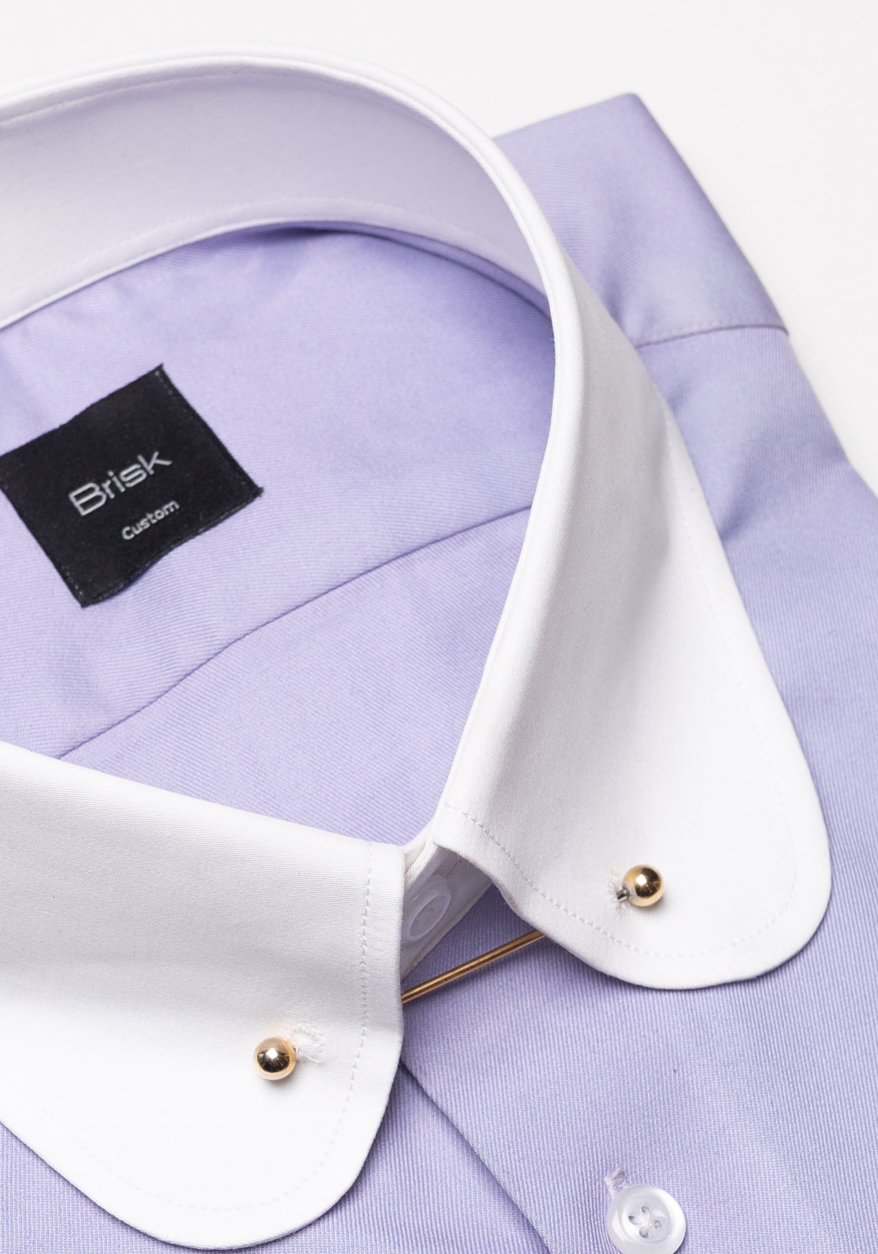round collar dress shirt Purple Twill Pima Cotton Shirt