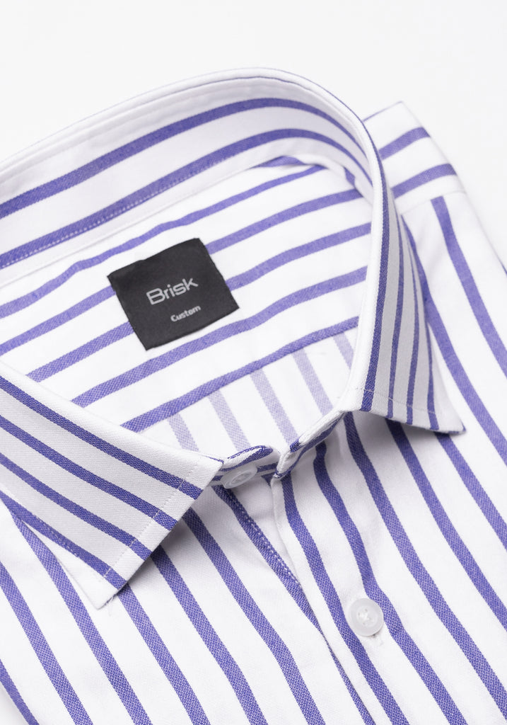 Purple Wide Stripes Soft Textured Pima Cotton Shirt - Cutaway Classic Collar