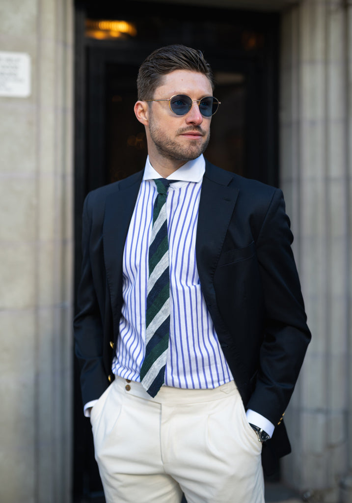 Purple Wide Stripes Soft Textured Pima Cotton Shirt - White Cutaway Extreme Collar