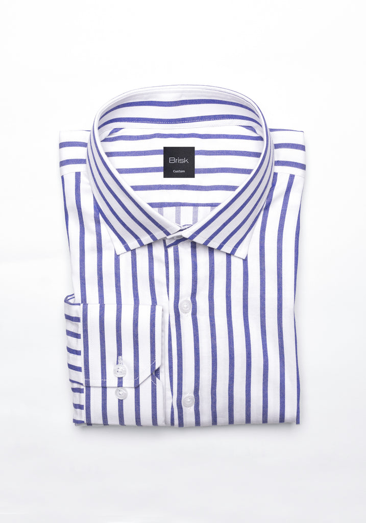 Purple Wide Stripes Soft Textured Pima Cotton Shirt - Cutaway Classic Collar