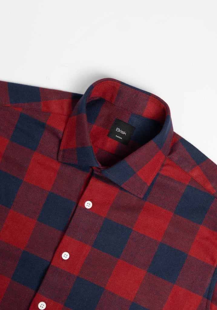 Red Blue Bold Boxes Heavy Flannel Shirt-2