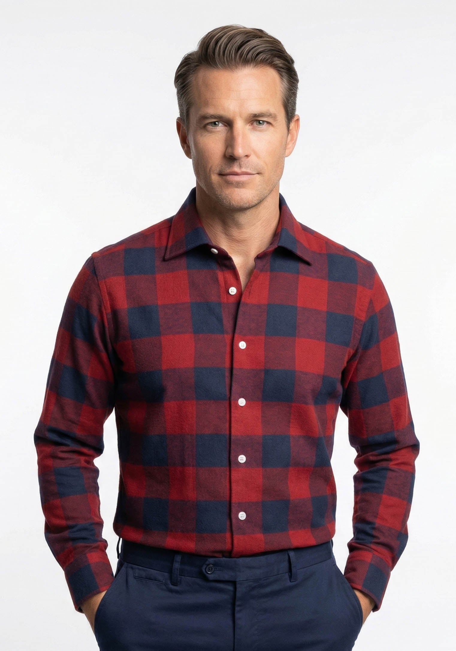 Sampler Box Design Red Blue Bold Boxes Heavy Flannel Shirt Sample Unused – Brisk Shirts