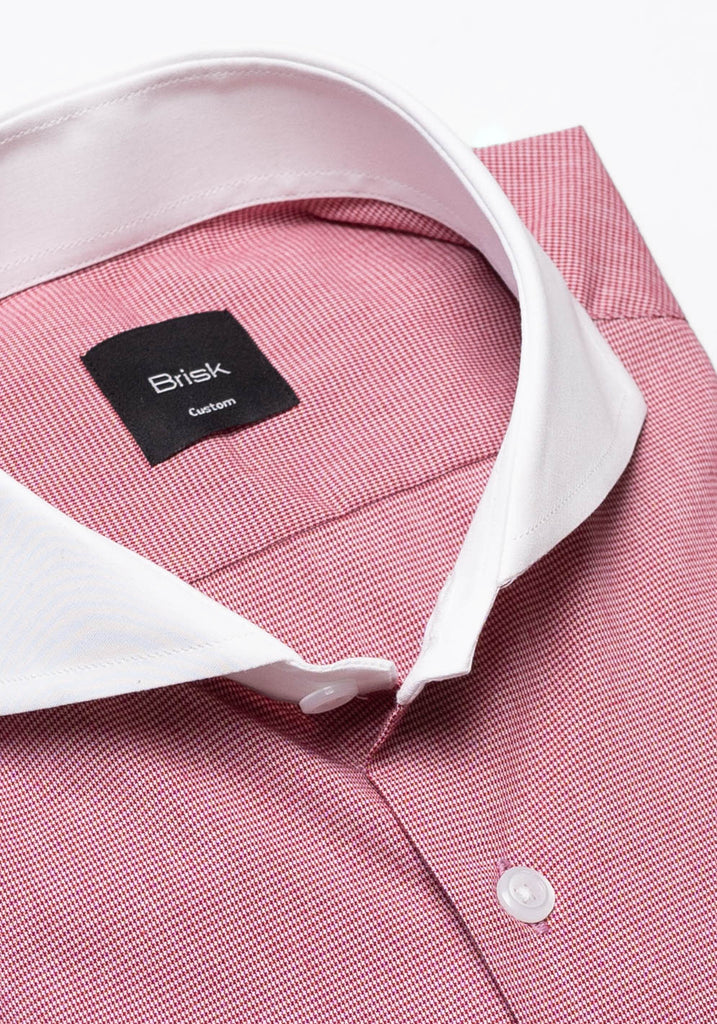 Red Poly Stretch Micro Houndstooth Shirt