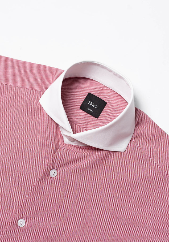 Red Poly Stretch Micro Houndstooth Shirt