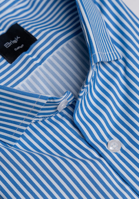 Royal Blue Performance Super Stretch Stripes Button Down Shirt - Wrinkle Free
