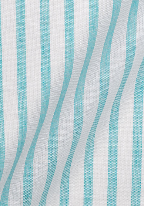 Sea Green Cotton Linen Stripes