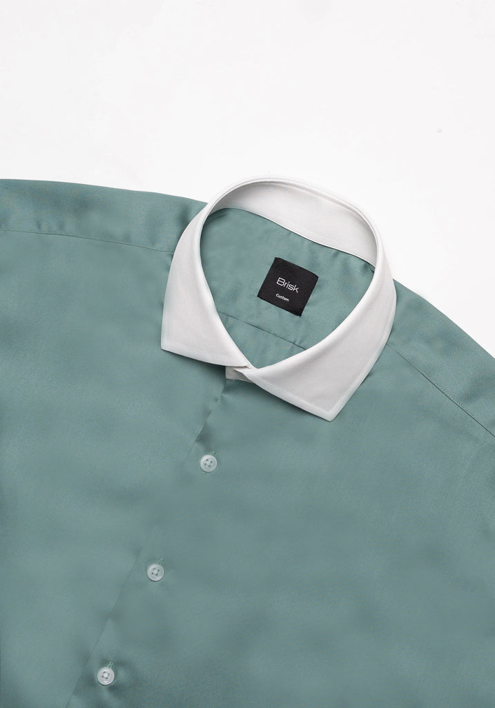 Sage Green Non-Iron Gloss Twill Shirt--2