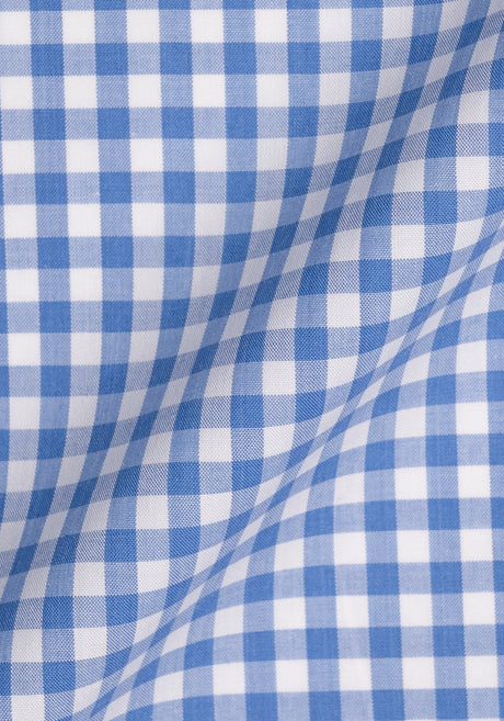 Sky Blue Gingham Crisp Pima Cotton - Wrinkle Resistant