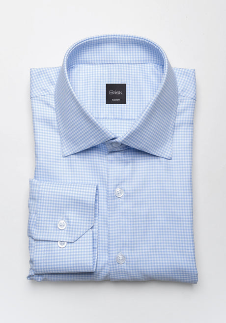Sky Blue Gingham Pinpoint Shirt - Wrinkle Resistant