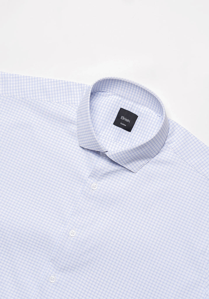 Sky Blue Grid Performance Stretch Shirt ---Wrinkle Free