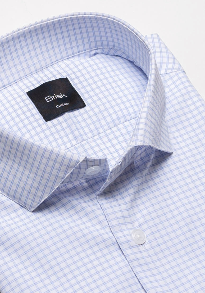 blue grid dress shirt Oskar Easy Care Dress Shirt for Tall Men in Bright Blue Grid S / Tall / Bright Blue Grid