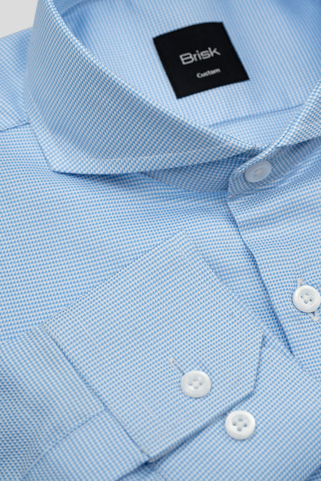 Sky Blue Houndstooth Wrinkle-Free Shirt-2
