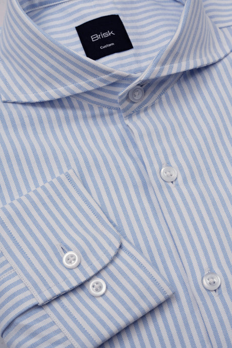 Sky Blue Striped Oxford Two-Ply Shirt-1