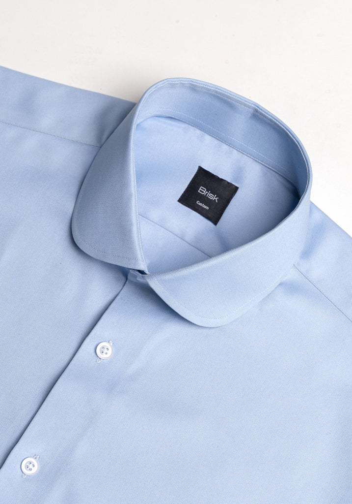 Sky Blue Twill Pima Cotton Shirt - Club Collar