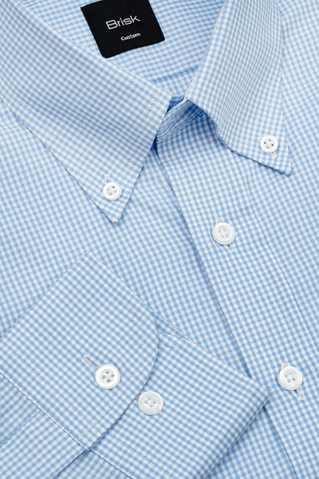 Sky Blue Twill Mini Gingham Shirt-3