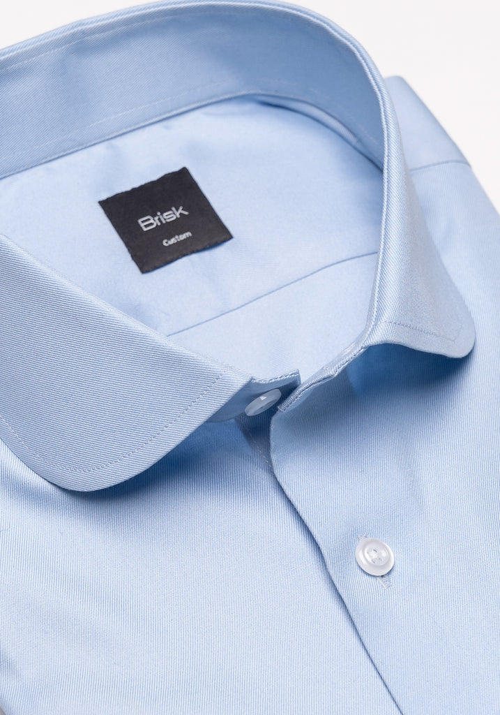 Sky Blue Twill Pima Cotton Shirt - Club Collar