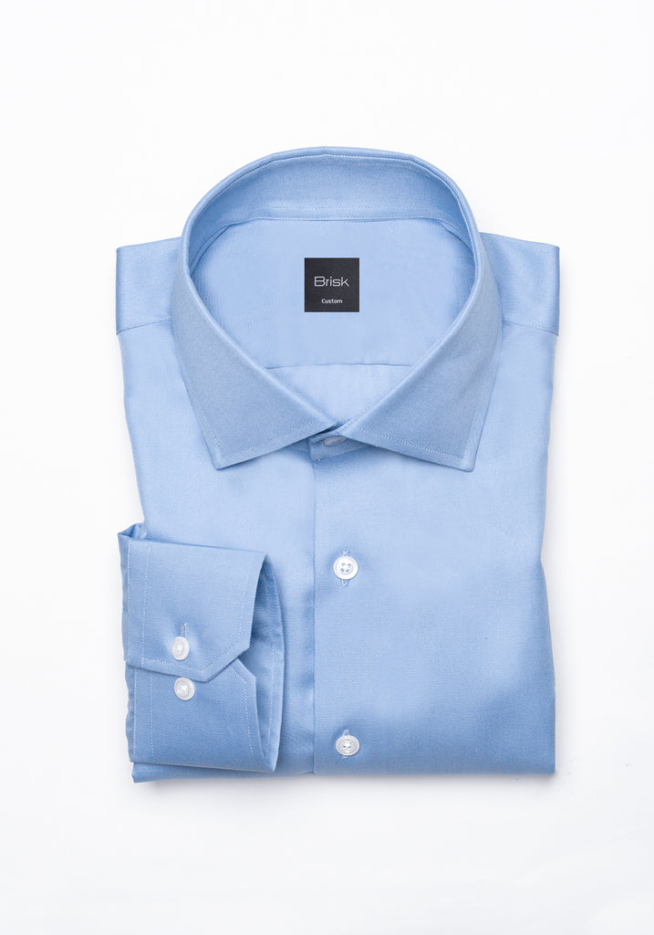 Sky Blue Twill Pima Cotton Shirt - Cutaway Classic Collar