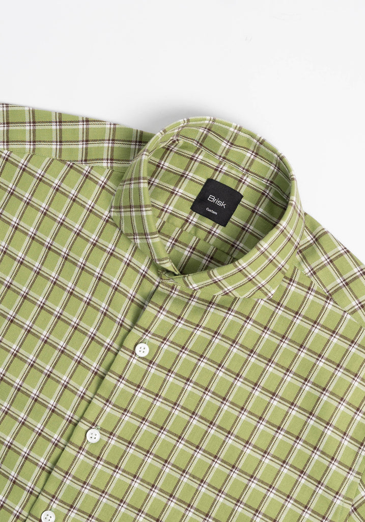 Soft Brushed Olive Green Tartan Shirt-2