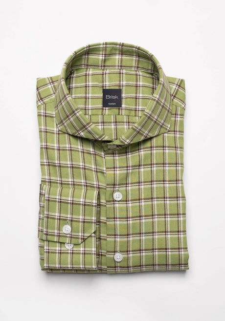 Soft Brushed Olive Green Tartan Shirt