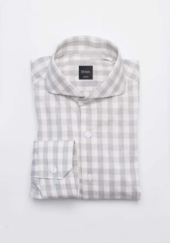 Soft Grey Melange Bold Gingham Stretch Shirt