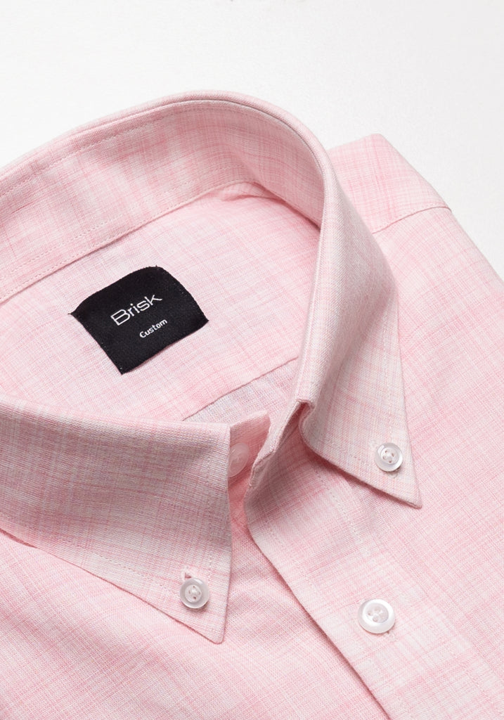 Soft Slubby Pink Cotton Linen Shirt