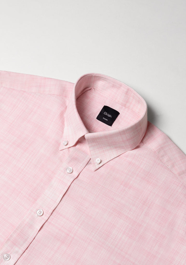 Soft Slubby Pink Cotton Linen Shirt