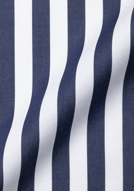 Super Fine 70's Navy Blue Bold Stripes - Wrinkle Resistant