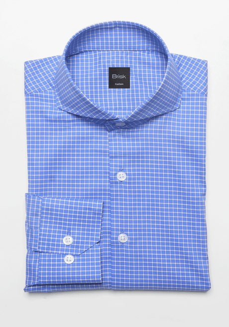 Super Fine Royal Blue Graph Check-Easy Care Shirt