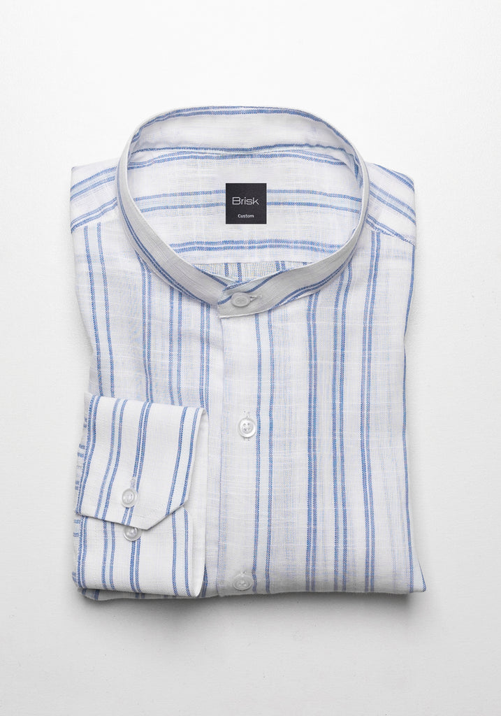 Super Light Weight Blue Striped Summer Linen Shirt