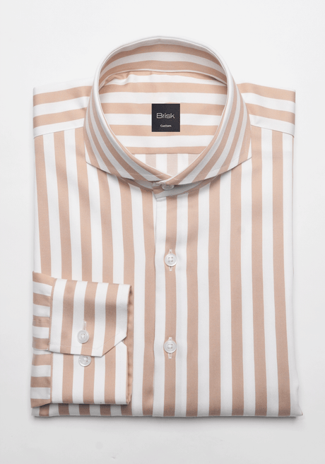 Tan Combed Cotton Bold Stripes Shirt