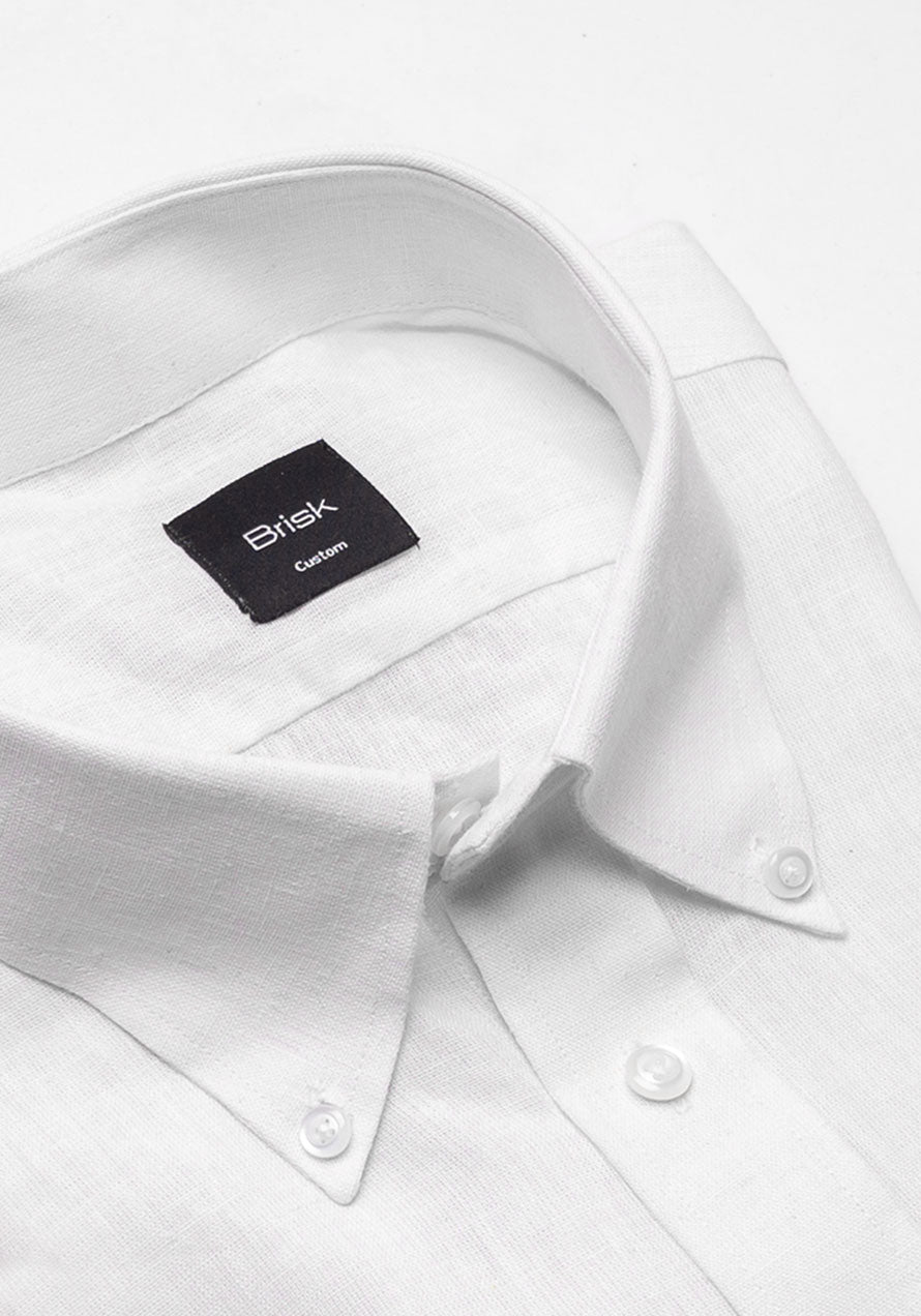 White Cotton-Linen Shirt - Button Down Collar – Brisk White Cotton-Linen Shirt - Button Down Collar – Brisk