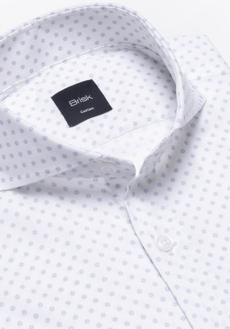 White Dobby Summer Print Stretch Shirt