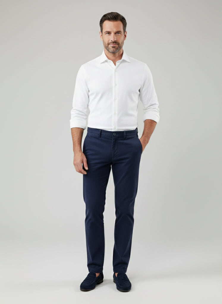 White Feather Soft Piqué Shirt - Cut Away Collar With Hidden Button Down