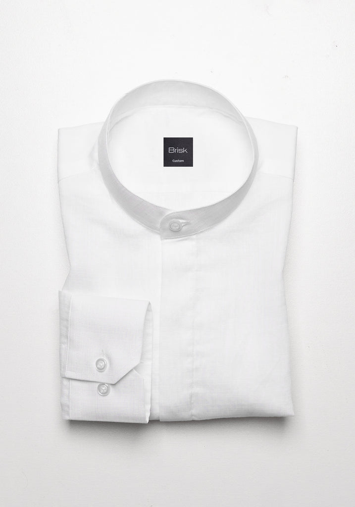 White Ultra Lightweight Summer Cotton Linen Shirt - Sheer