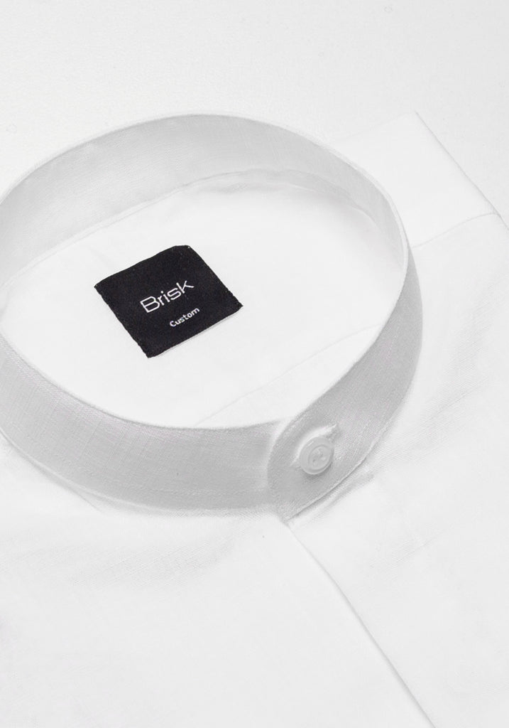 White Ultra Lightweight Summer Cotton Linen Shirt - Sheer