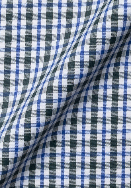 Wrinkle Free Green Blue Checkered Performance Stretch